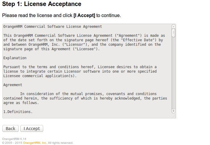 Please refer the INSTALL.HTM in OrangeHRM source for pictures